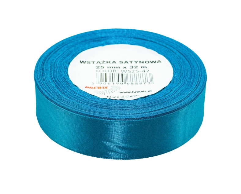 Wstążka satynowa 25mmx32m turkusowa Brewis